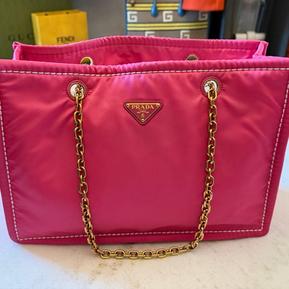 Prada Handbags - Prada Tessuto chain rare tote purse